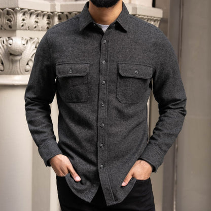 Summit Flannel Shirt | Black Herringbone